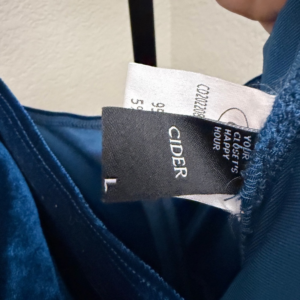 Cider Women’s Velvet Cowl-Neck Jumpsuit in Teal - Picture 3 of 6